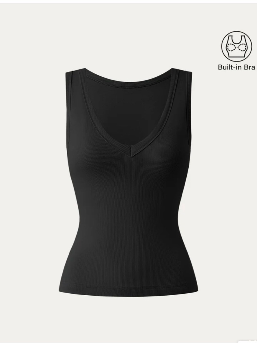 OGL Black V-Neck Tank Top with Built-In Bra